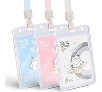 Бейдж DELI 64808 вертикальный, на шнуре с клипом, вкладыш 69x110 мм, ассорти, 1 шт (13623) 1550696