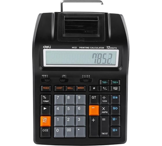 Печатающий калькулятор DELI em121-eu 12-разрядов, 172x203x55 мм, черный 13623 1838694