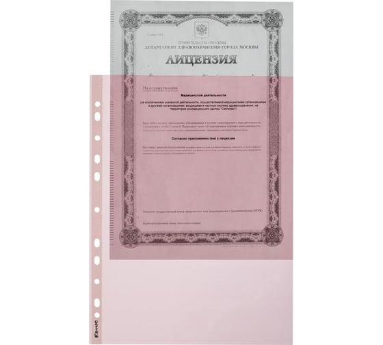 Файл-вкладыш Комус А4, 35 мкм, красный, 100 шт. 164259