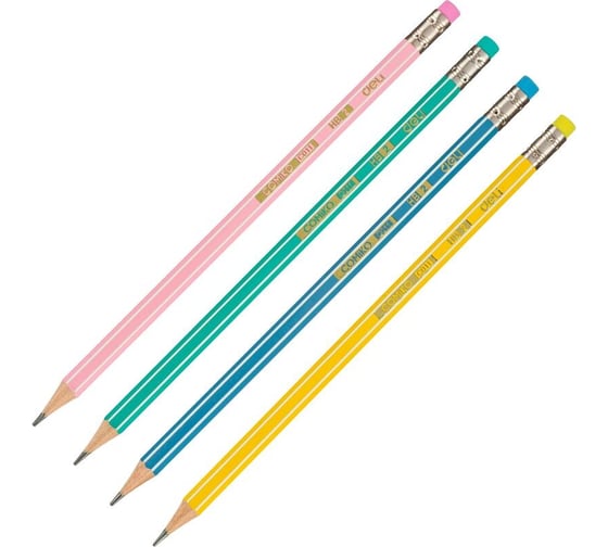 Чернографитный карандаш DELI ec011-hb шестигранный, hb, ластик, цвет ассорти, 12 шт 13623 1550858