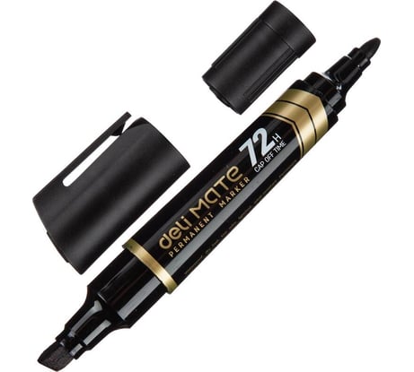 Маркер DELI перманентный двусторонний mate 1,52-6 мм черный eu72-bk EU72-BK