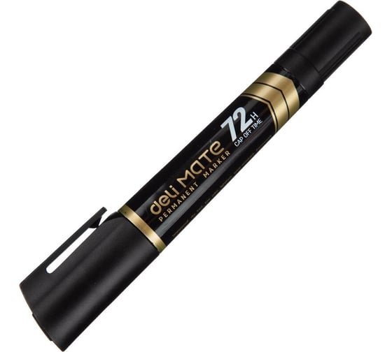 Маркер DELI перманентный двусторонний mate 1,52-6 мм черный eu72-bk EU72-BK