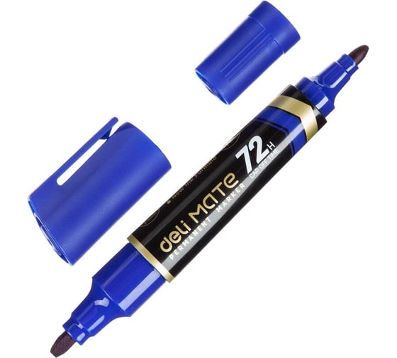 Перманентный двусторонний маркер DELI eu72-bl mate 1,52-6 мм, синий, 10 шт 13623 1676008