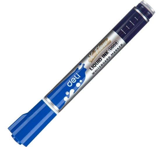 Маркер для белых досок DELI eu009-bl x-flow 2 мм, синий, круглый наконечник, 8 шт 13623 1676010