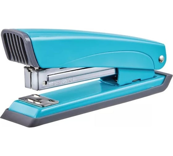 Степлер KW-Trio 055C4BLUE 24/6 26/6, 20 листов, встроенный антистеплер, голубой, 100 скоб, металл/пластик 1954905 1