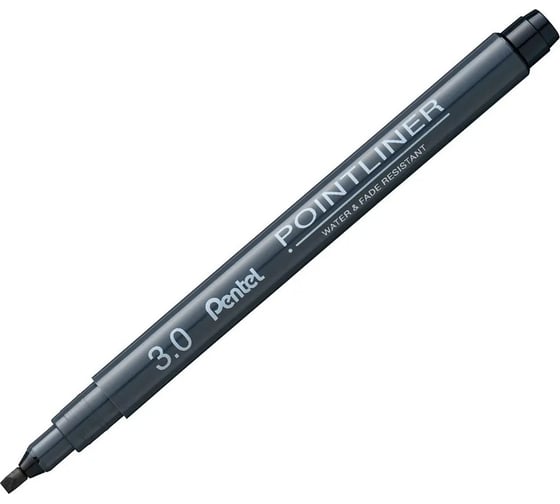 Линер Pentel Pointliner Calligraphy S20P-C30A 3 мм, 12 шт, черные чернила 708865