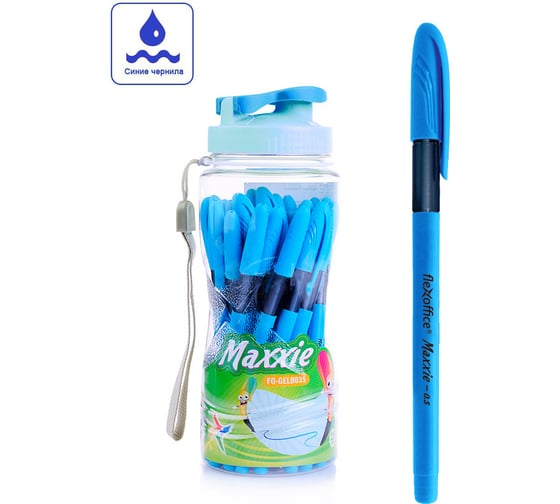 Ручка с масляными чернилами Flexoffice maxxie neon синяя, 25 шт FO-GELB035N BLUE
