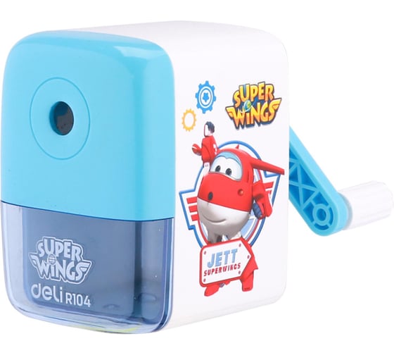 Механическая точилка для карандашей DELI er10409 super wings 1 отверстие, пластик, ассорти 1681165 1
