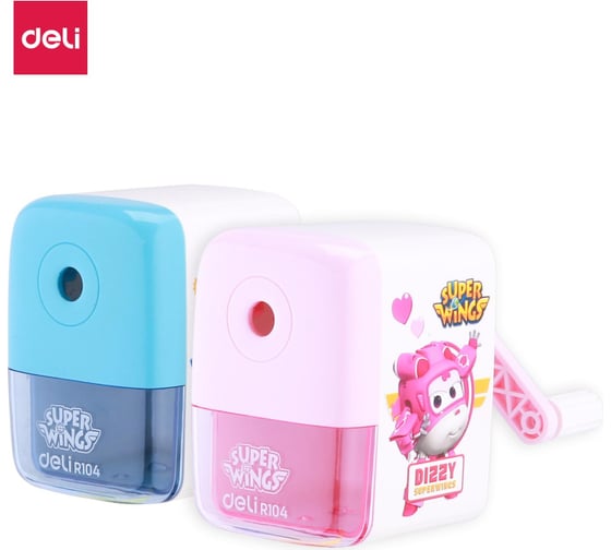 Механическая точилка для карандашей DELI er10409 super wings 1 отверстие, пластик, ассорти 1681165