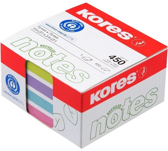 Стикеры Kores cubo пастельный, 75x75 мм, 450 л, 4 цвета 47463 1536756