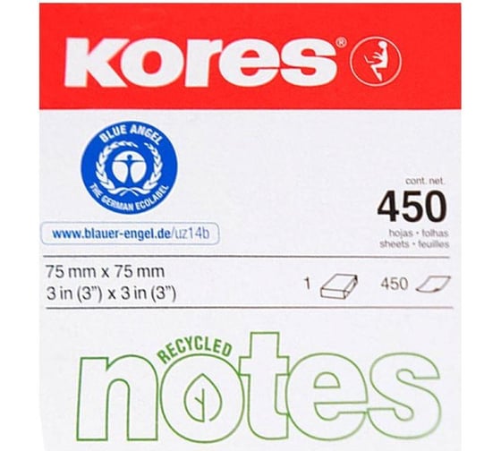 Стикеры Kores cubo пастельный, 75x75 мм, 450 л, 4 цвета 47463 1536756