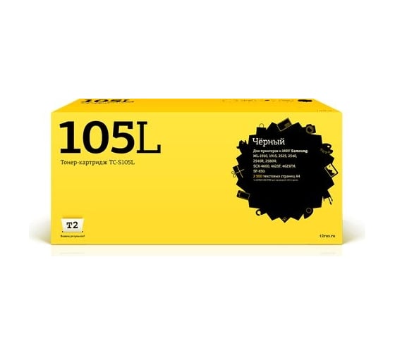 Картридж T2 (MLT-D105L/SU768A/D105L/105L) для Samsung ML-1910, 1915, 2525, 2580N, SCX-4600, 4623F, SF-650 (2500 стр.) с чипом TC-S105L