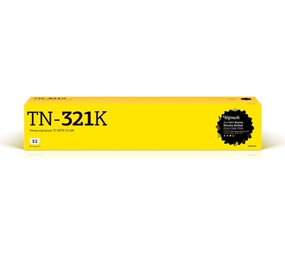 Тонер-картридж T2 (TN-321BK/A33K150) для Konica-Minolta BizHub C224, C284, C364 (27000 стр.) черный, с чипом TC-MTN-321BK 1