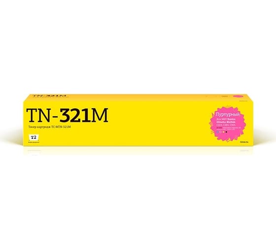 Тонер-картридж T2 (TN-321M/A33K350) для Konica-Minolta BizHub C224, C284, C364 (25000 стр.) пурпурный, с чипом TC-MTN-321M