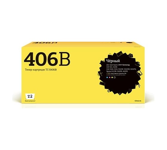 Картридж T2 (CLT-K406S/K406S/406S) для Samsung CLP-365, CLX-3300, 3305, Xpress C410 (1500 стр.) черный, с чипом TC-S406B 1