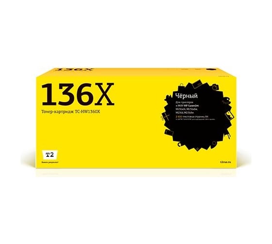 Картридж T2 (W1360X/136X) для HP LaserJet M211dw, M236 (2600 стр.) с чипом TC-HW1360X