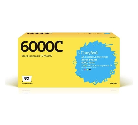 Тонер-картридж T2 (106R01631/6000/6010/6015) для Xerox Phaser 6000, 6010, WC6015 (1000 стр.) голубой, с чипом TC-X6000C 1
