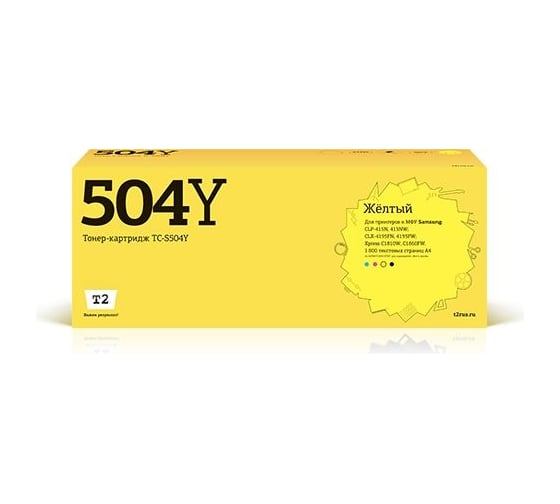 Картридж T2 (CLT-Y504S/SU504A/Y504S/504S) для Samsung CLP-415, CLX-4195, Xpress C1810W (1800 стр.) желтый, с чипом TC-S504Y 1
