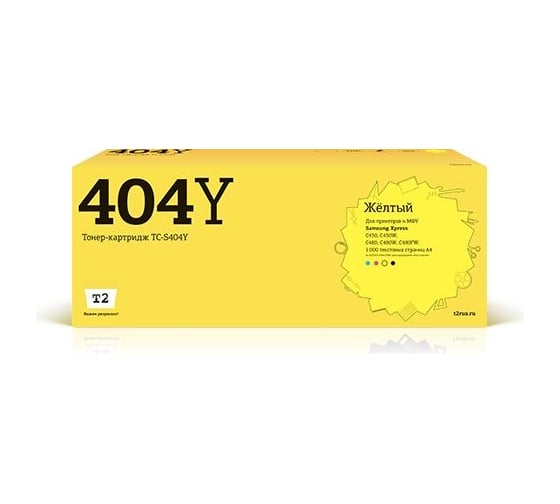 Картридж T2 (CLT-Y404S/SU452A/Y404S) для Samsung Xpress SL-C430, C430W, C480, C480W, C480FW (1000стр.) желтый, с чипом TC-S404Y 1