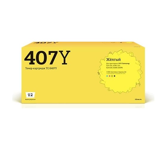 Картридж T2 (CLT-Y407S/Y407S/407S/CS Y407S) для Samsung CLP-320, 325, CLX-3185 (1000 стр.) желтый, с чипом TC-S407Y 1