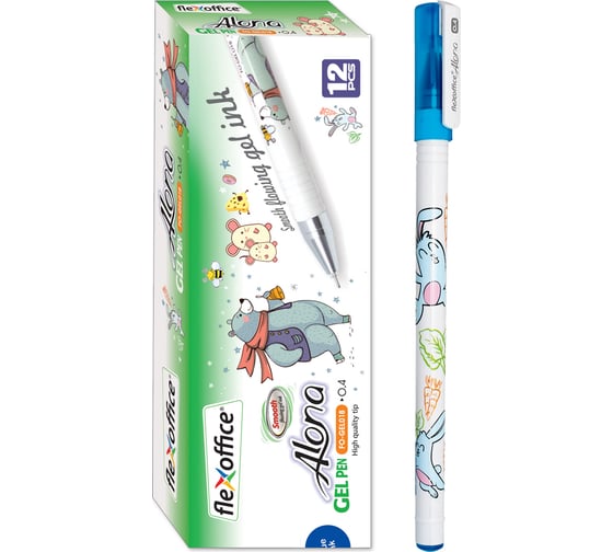 Ручка гелевая Flexoffice rabbit синяя, 12 шт FO-GEL018H BLUE