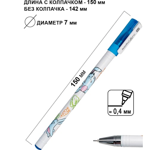 Ручка гелевая Flexoffice rabbit синяя, 12 шт FO-GEL018H BLUE
