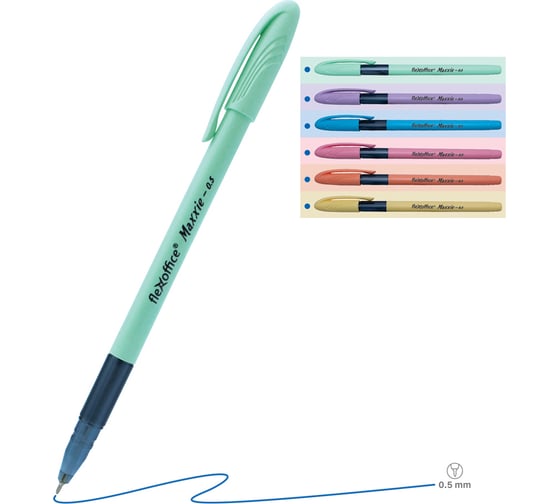 Шариковая ручка с масляными чернилами Flexoffice maxxie синяя, 12 шт. FO-GELB035 MIX BLUE