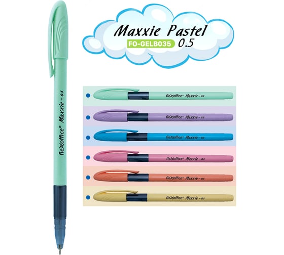 Шариковая ручка с масляными чернилами Flexoffice maxxie синяя, 12 шт. FO-GELB035 MIX BLUE