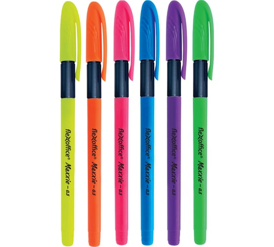 Шариковая ручка с масляными чернилами Flexoffice maxxie neon синяя, 12 шт. FO-GELB035N MIX BLUE 1