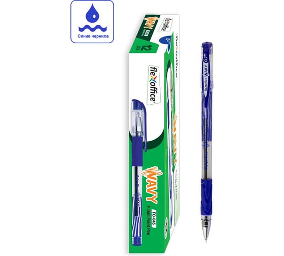 Шариковая ручка Flexoffice wavy синяя, 12 шт. FO-045 BLUE
