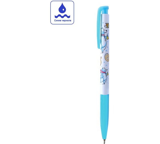 Автоматическая ручка с масляными чернилами Flexoffice bear синяя, 12 шт. FO-GELB032B BLUE