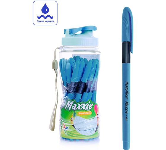 Ручка с масляными чернилами Flexoffice maxxie синяя, 25 шт. FO-GELB035 BLUE