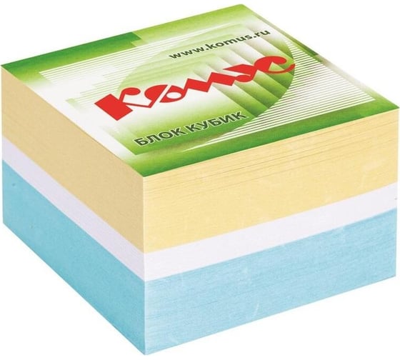 Блок для записей на склейке Комус 9x9х5 см, цветной, 80-100 г 154940 1
