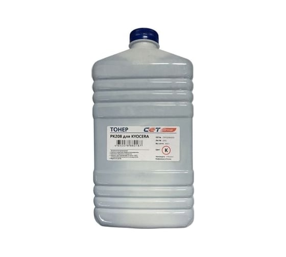 Тонер CET PK208 OSP0208C-500 голубой, бутылка 500 гр., Kyocera Ecosys M5521cdn/M5526cdw/P5021cdn/P5026c 1192469 1
