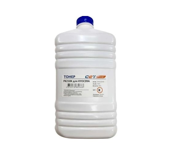 Тонер CET PK210 OSP0210K500 черный, бутылка 500 гр., для принтера Kyocera Ecosys P6230cdn/6235cdn/7040c 1195567