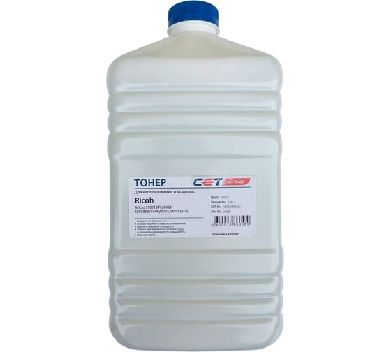 Тонер CET SD6 5289500 черный бутылка 500 г RICOH Aficio 550/1075/2051/MP1813/5500/6001/9001 1827393 1