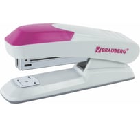 Серо-розовый степлер BRAUBERG №24/6, 26/6 Quantis 222557
