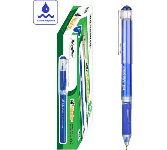 Ручка с масляными чернилами Flexoffice hi master синяя, 12 шт. FO-GELB03 BLUE