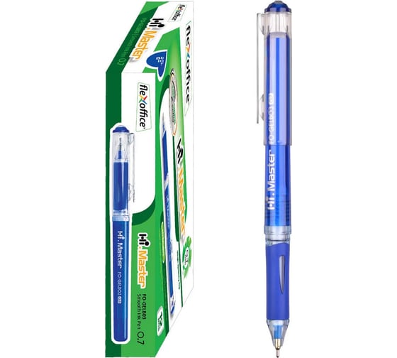 Ручка с масляными чернилами Flexoffice hi master синяя, 12 шт. FO-GELB03 BLUE