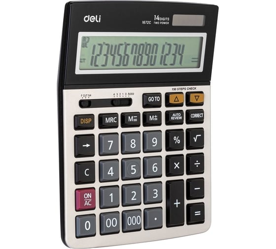 Настольный калькулятор DELI E1672C серебристый, 14-разрядов 1678771