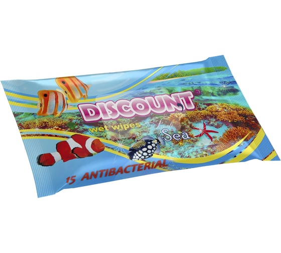 Влажные салфетки Discount 15 шт., с ароматом морской свежести 4657778190066