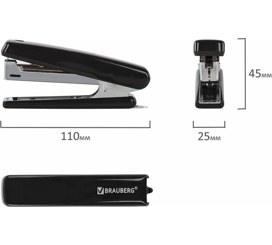 Степлер BRAUBERG №10 Nero, черный, 222545