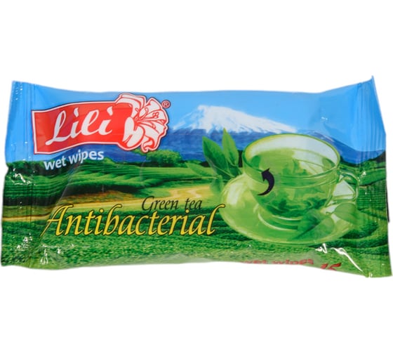 Влажные салфетки Lili 15 шт., с ароматом зеленого чая 4657778190035