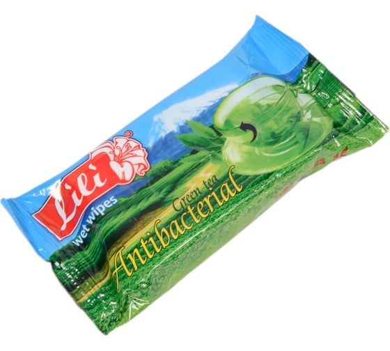 Влажные салфетки Lili 15 шт., с ароматом зеленого чая 4657778190035