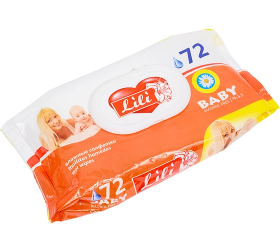 Влажные салфетки Lili 72 шт., с экстрактом ромашки, с клапаном 4657778190417