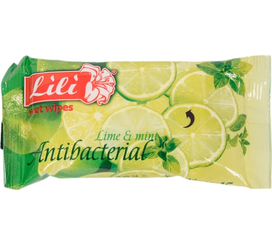 Влажные салфетки Lili 15 шт., с ароматом мяты и лайма 4657778190271
