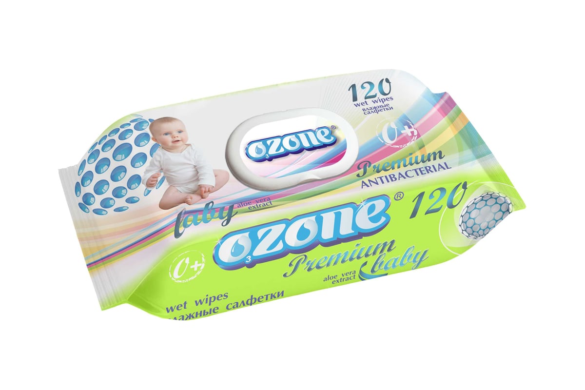 Влажные салфетки Ozone Premium 120 шт., с экстрактом алоэ вера, с клапаном  4657778190202 - выгодная цена, отзывы, характеристики, фото - купить в  Москве и РФ