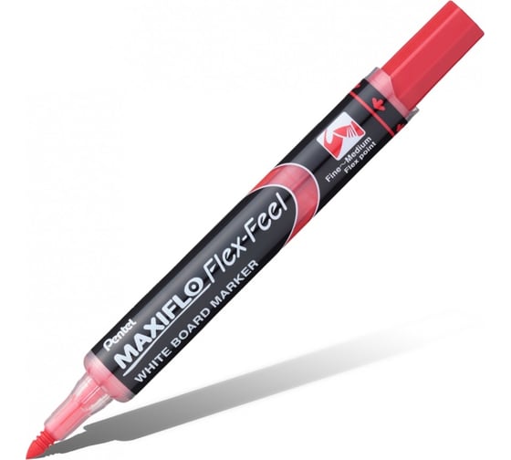 Маркер для белых досок Pentel Maxiflo Flex-Feel MWL5SBF-BX красный, гибкий наконечник, 1 - 5 мм, круглое перо 610121 1