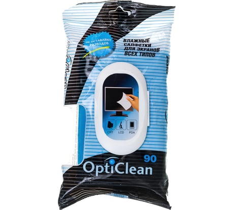 Влажные салфетки АВАНГАРД OPTI CLEAN очищающие для экранов всех типов 20х15см 90шт OC-48132