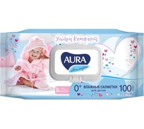 Влажные салфетки AURA Ultra comfort комплект 100 шт., для детей, гипоаллергенные, без спирта 127500